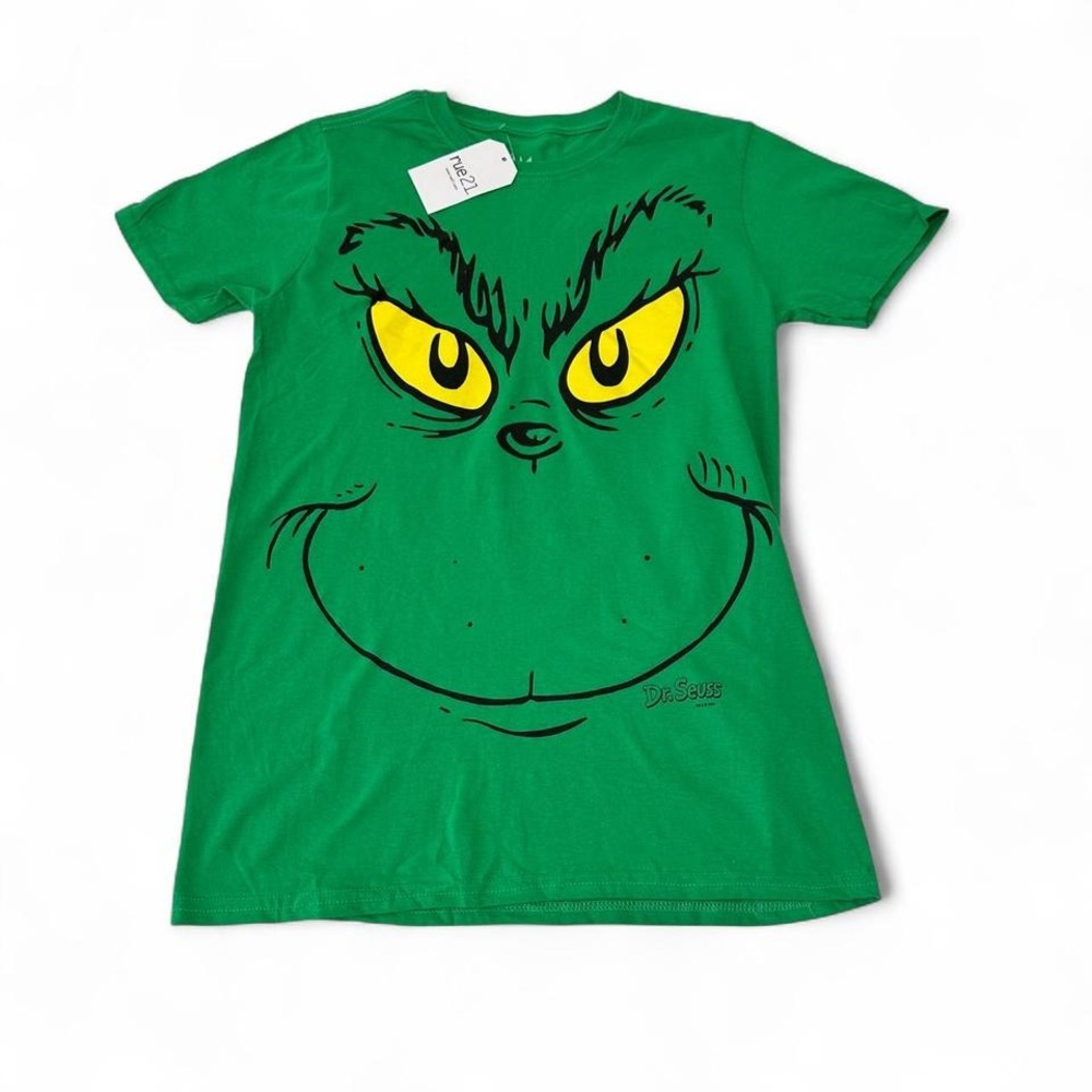 NWT The Grinch Face Shirt S Green Dr.Seuss Graphic Tee